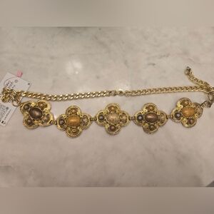 Adjustable 38" belt Elegant Gold and Brown Women's Necklace